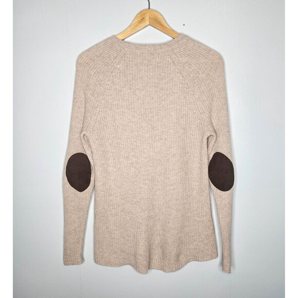 MADEWELL Women's 100% Merino Wool Sweater Medium Leather Elbow Patches Fisherman - Picture 3 of 7